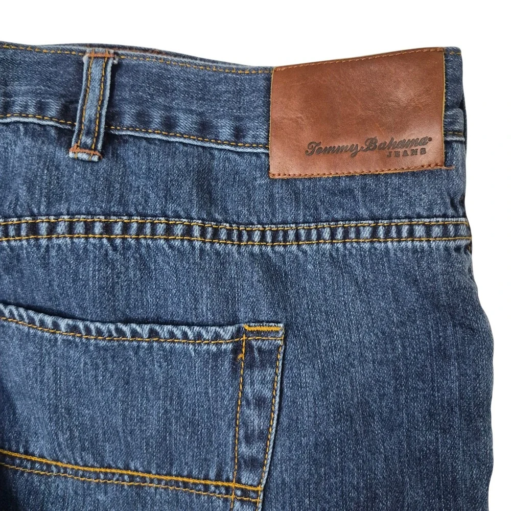 Tommy Bahama Jeans Mens 54 (52)/32 Classic Fit Blue Denim Straight Cotton Tencel